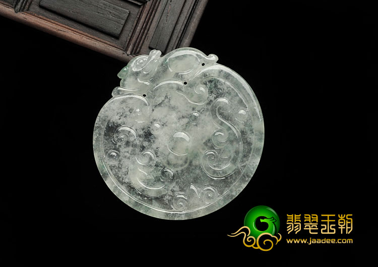 冰玻种略飘花缅甸翡翠A货福安锁牌挂件