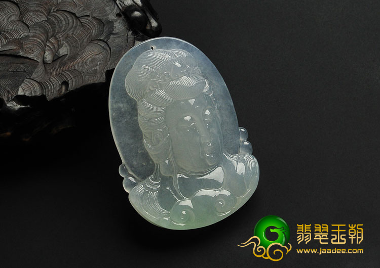 冰种缅甸翡翠A货观音头挂件