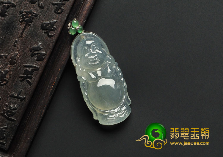 冰种晴水缅甸翡翠A货站佛挂件