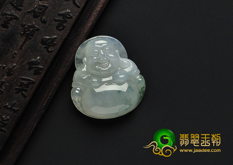 冰种飘花缅甸翡翠A货玉佛挂件