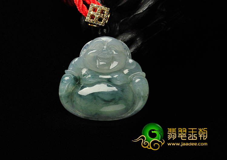 冰种飘花缅甸翡翠A货玉佛挂件