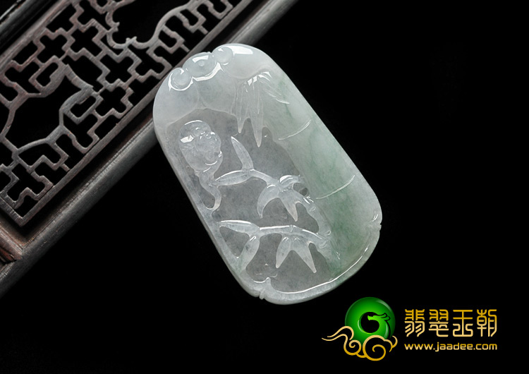 冰种晴水淡黄翡缅甸翡翠A货节节高挂件