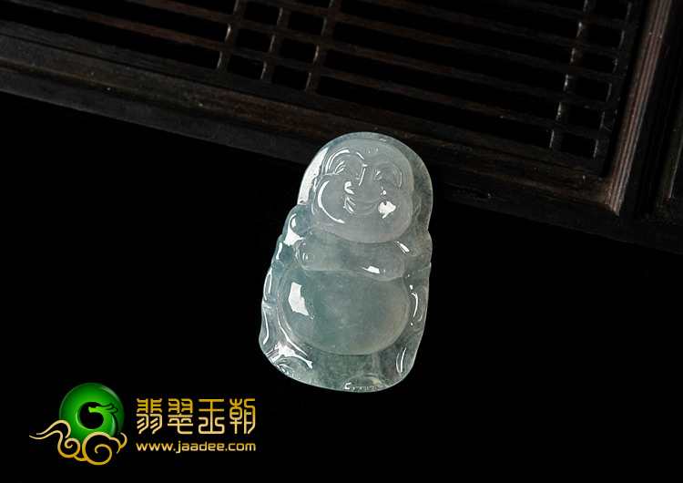 冰种淡晴水缅甸翡翠A货站佛挂件