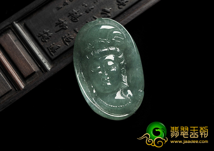 冰种晴水缅甸翡翠A货观音头挂件
