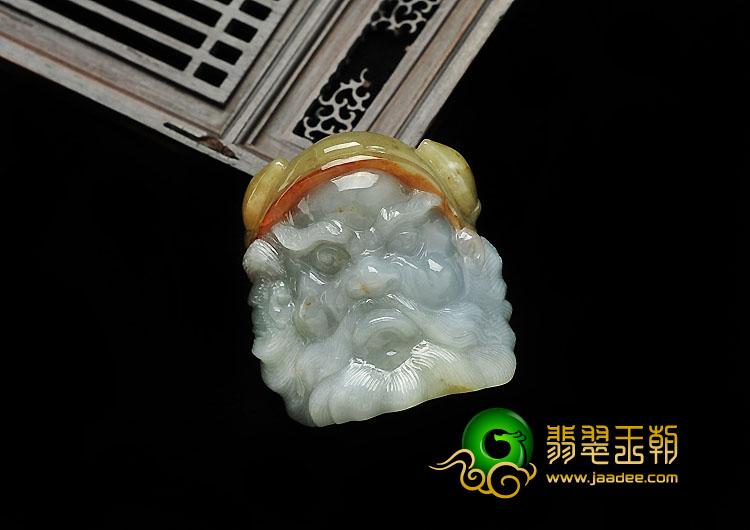 细糯种褐黄翡缅甸翡翠A货钟馗头挂件