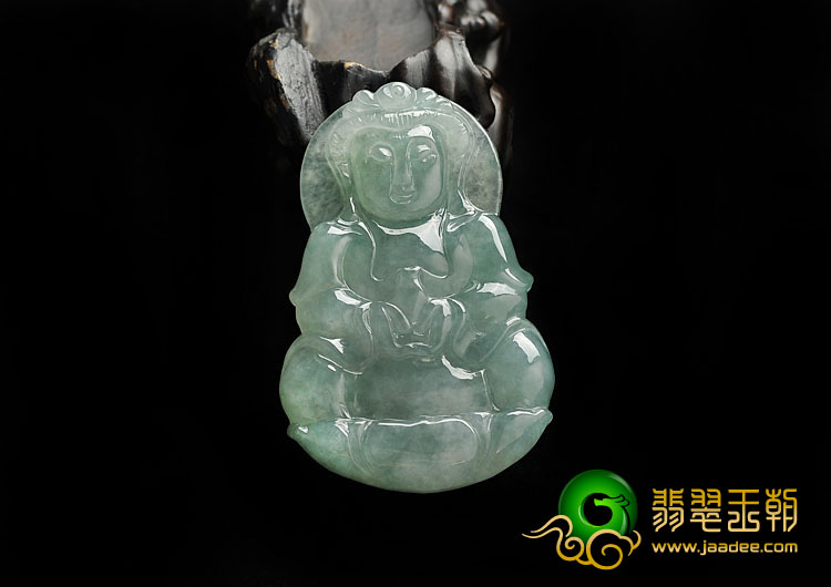 冰种晴水缅甸翡翠A货观音挂件
