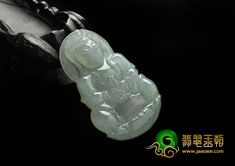 冰种晴水缅甸翡翠A货观音挂件