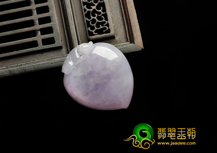 糯冰种紫罗兰缅甸翡翠A货寿桃挂件