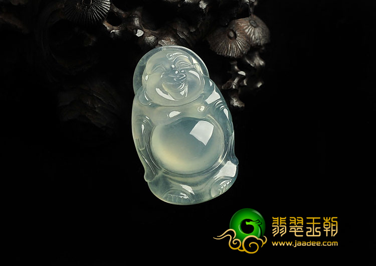 冰种晴水缅甸翡翠A货站佛挂件