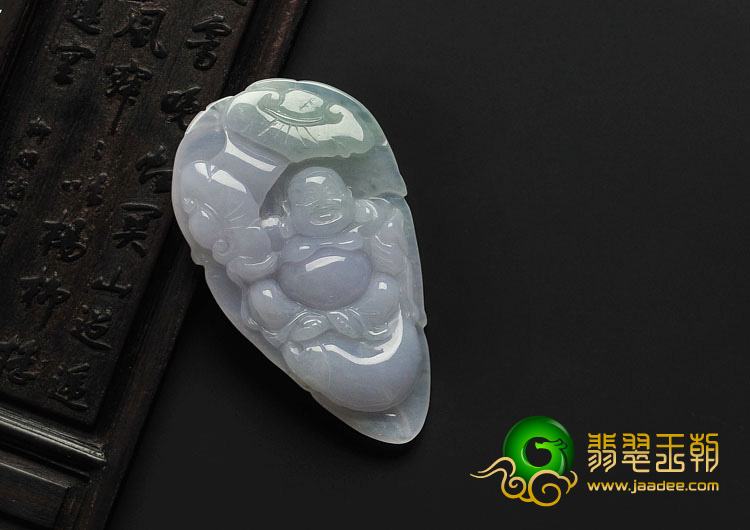 糯冰种淡紫罗兰缅甸翡翠A货一夜成佛挂件
