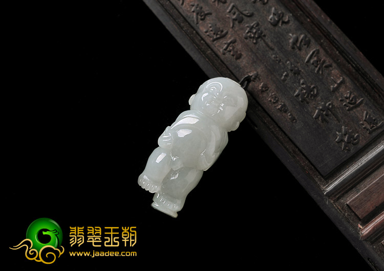 细糯种褐翡晴水缅甸翡翠A货童子挂件