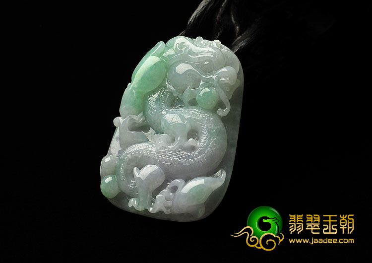 糯冰种晴水缅甸翡翠A货龙牌挂件
