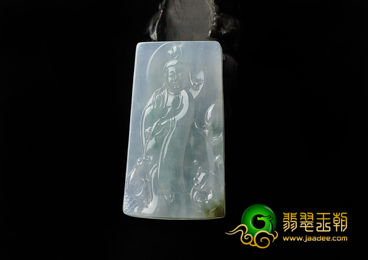 冰种飘花缅甸翡翠A货观音挂件