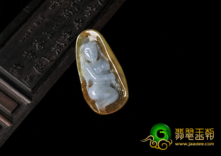 糯冰种褐黄翡缅甸翡翠A货美女挂件
