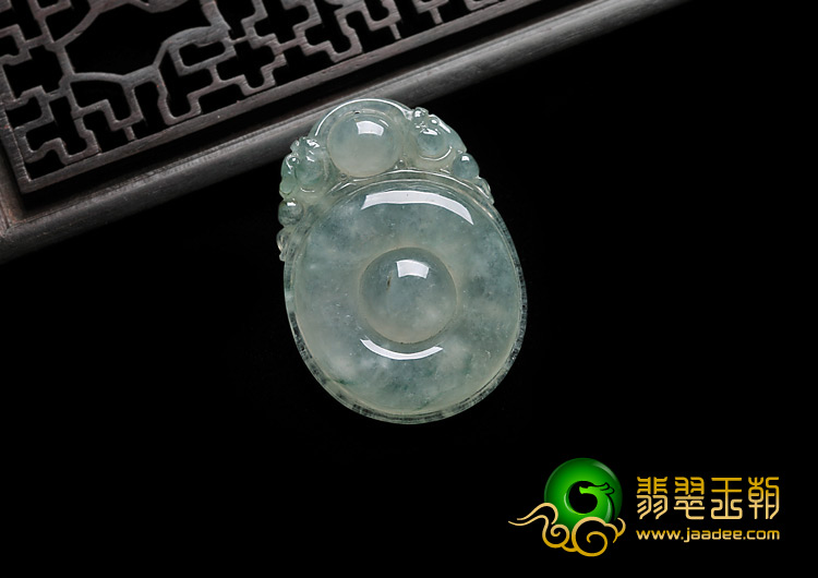 冰种飘花缅甸翡翠A货双龙如意挂件