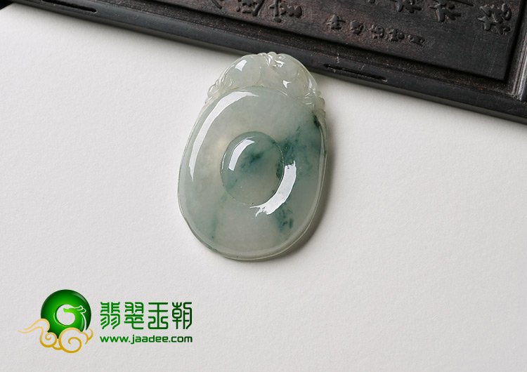 冰种飘花缅甸翡翠A货双龙如意挂件
