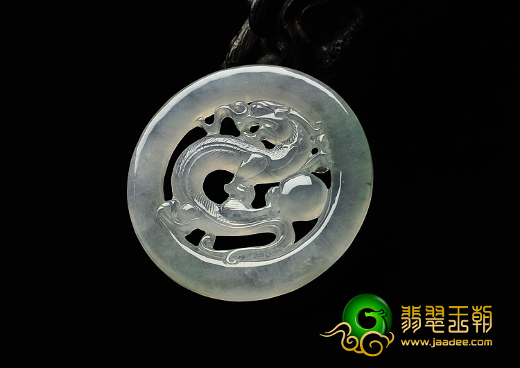 冰种晴水缅甸翡翠A货龙牌挂件