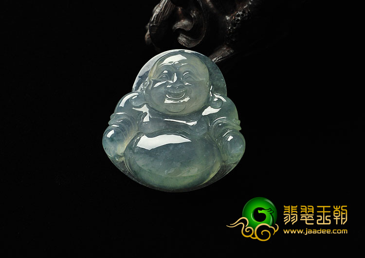 冰种飘花缅甸翡翠A货玉佛挂件