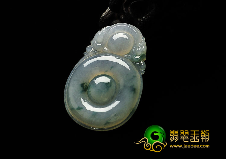 糯冰种飘花缅甸翡翠A货双龙如意挂件