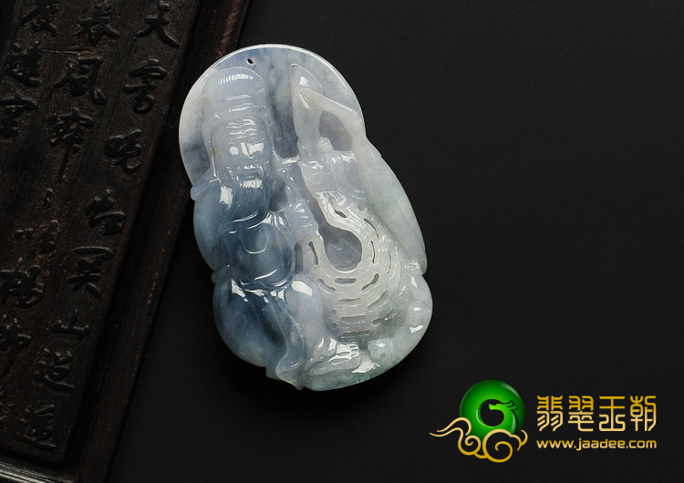 冰种飘花缅甸翡翠A货渔翁得利挂件
