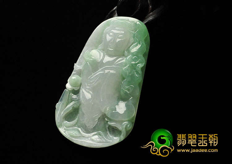 糯冰种晴水缅甸翡翠A货观音挂件