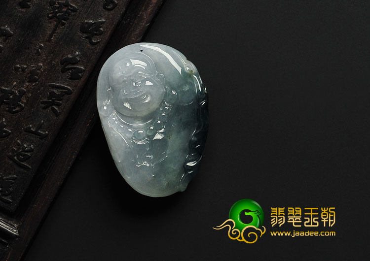 冰种晴水飘花缅甸翡翠A货佛头挂件