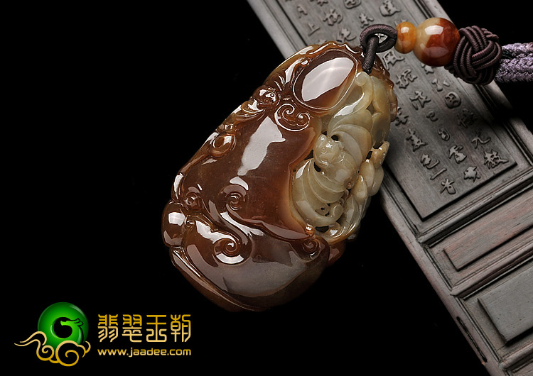 糯冰种褐翡缅甸翡翠A货福寿如意手玩件