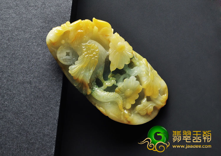 糯冰种黄翡缅甸翡翠A货英明神武手玩件