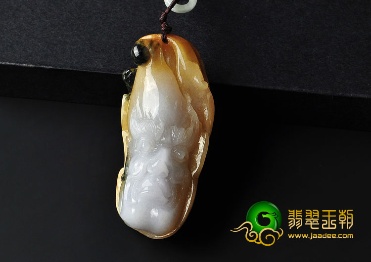 糯冰种黄飘花缅甸翡翠A货罗汉头手玩件