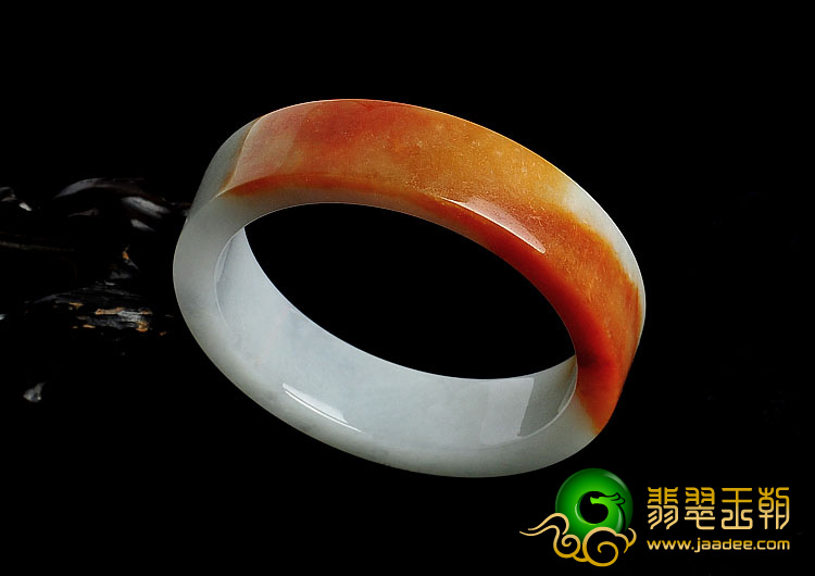糯冰种红黄翡缅甸翡翠A货方条手镯（56.8mm）