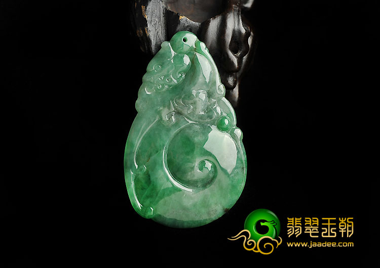 糯冰种菠菜绿缅甸翡翠A货龙行如意挂件