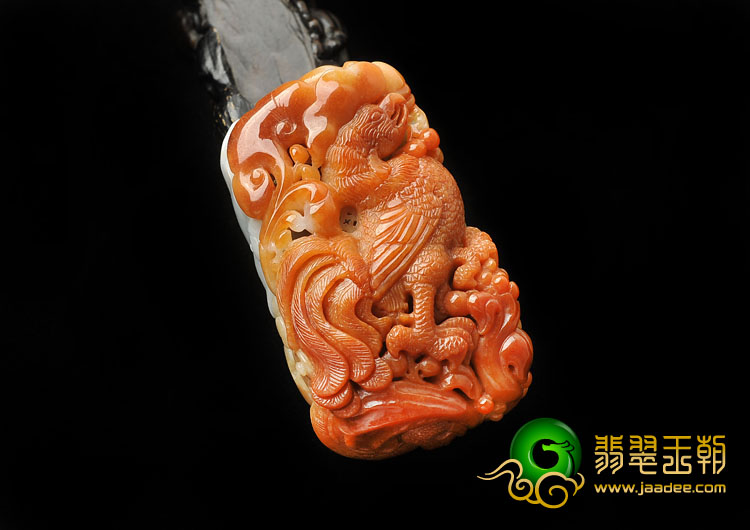 细糯种红黄翡缅甸翡翠官上加冠手玩件