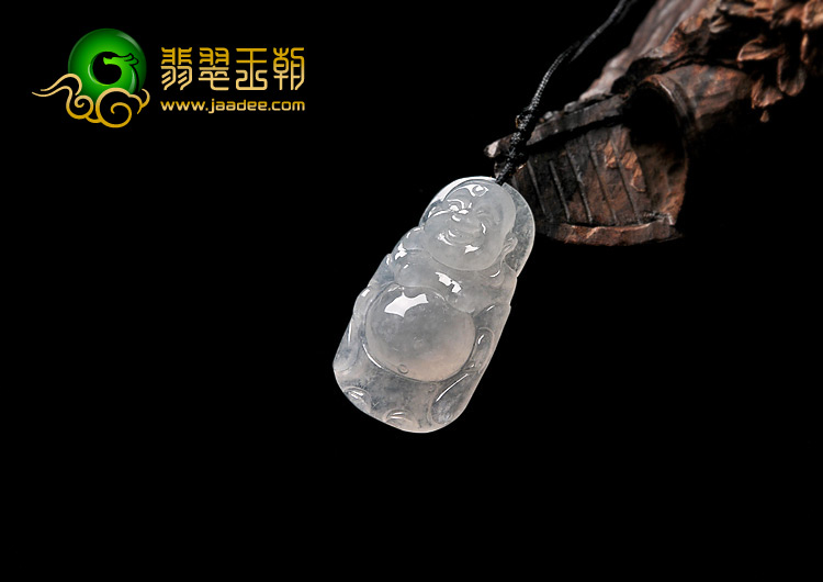 冰种淡晴水缅甸翡翠A货站佛挂件