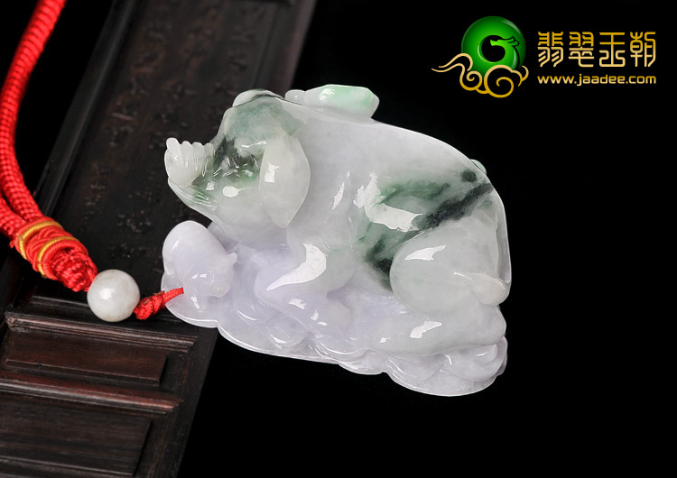 糯冰种多彩缅甸翡翠A货金猪手玩件