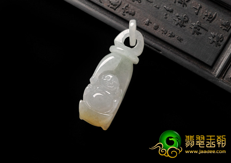 糯冰种淡黄翡缅甸翡翠A货佛手挂件