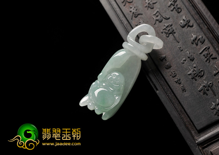 糯冰种晴水缅甸翡翠A货佛手挂件