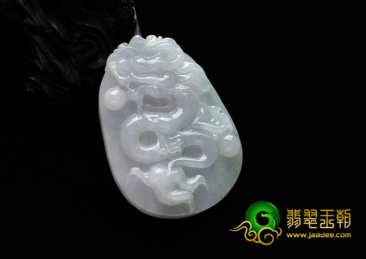 糯冰种淡紫罗兰缅甸翡翠A货龙牌挂件