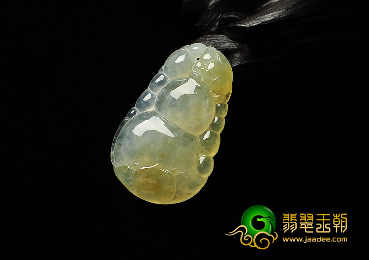冰种淡黄翡缅甸翡翠A货福禄寿挂件