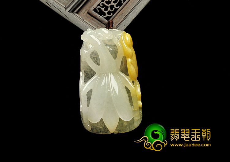 糯冰种黄翡缅甸翡翠A货螳螂挂件