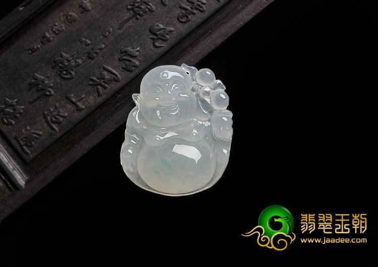冰种略飘花缅甸翡翠A货玉佛挂件