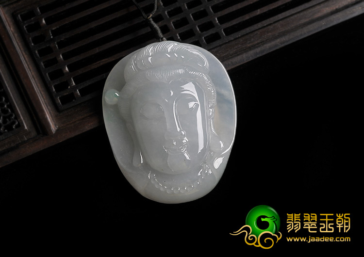 冰种晴水缅甸翡翠A货观音头挂件