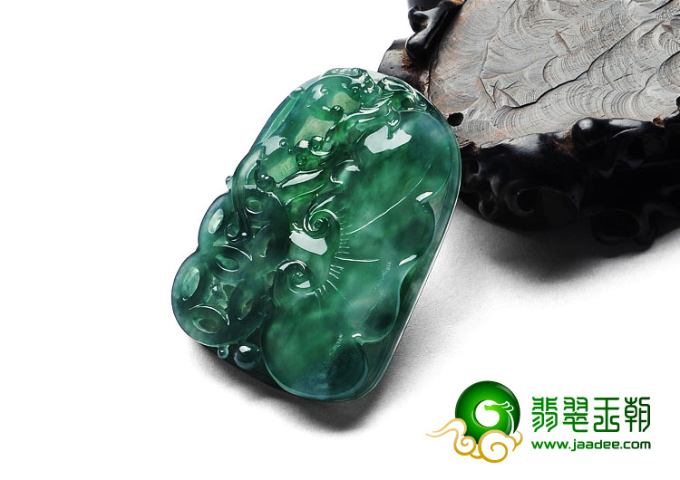 冰种飘花缅甸翡翠A货如意高升挂件