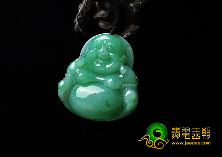 糯冰种豆色缅甸翡翠A货玉佛挂件