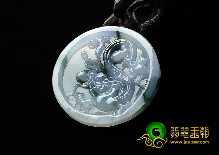 糯冰种紫罗兰飘花缅甸翡翠A货龙牌挂件