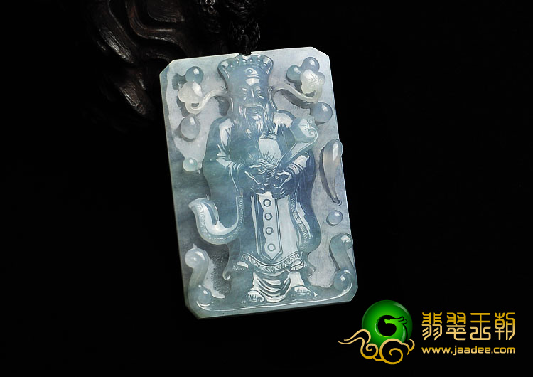 冰种晴水缅甸翡翠A货财神挂件