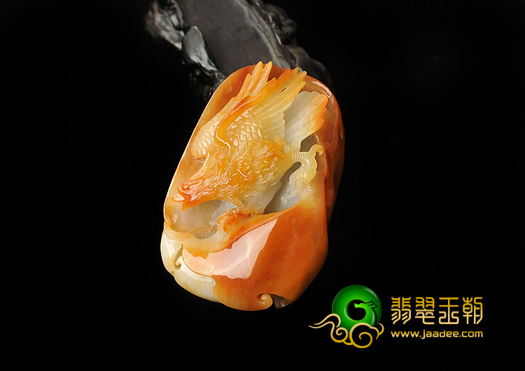 糯冰种红黄翡缅甸翡翠A货大展宏图挂件