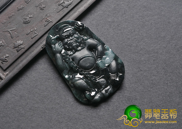 冰种墨翠缅甸翡翠A货钟馗挂件