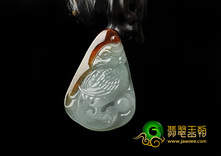 糯冰种红黄翡缅甸翡翠A货鹦鹉挂件