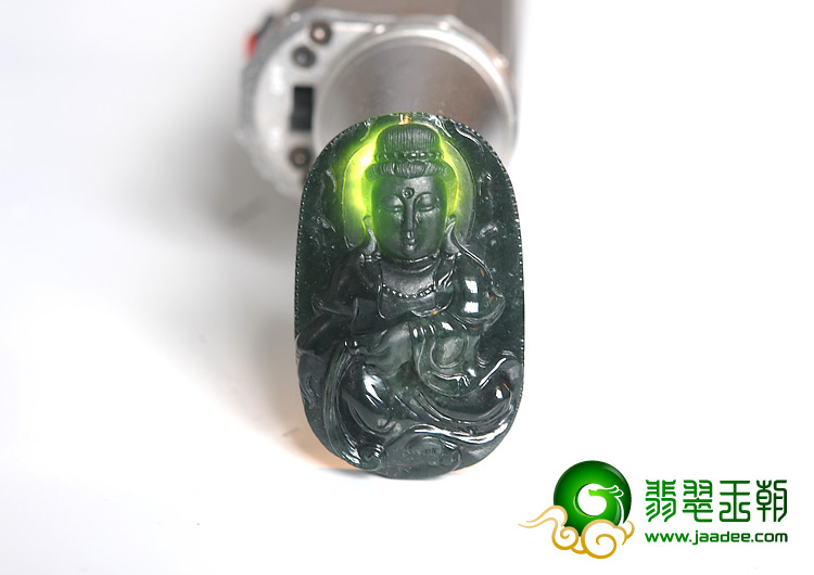 冰种墨翠缅甸翡翠A货观音挂件