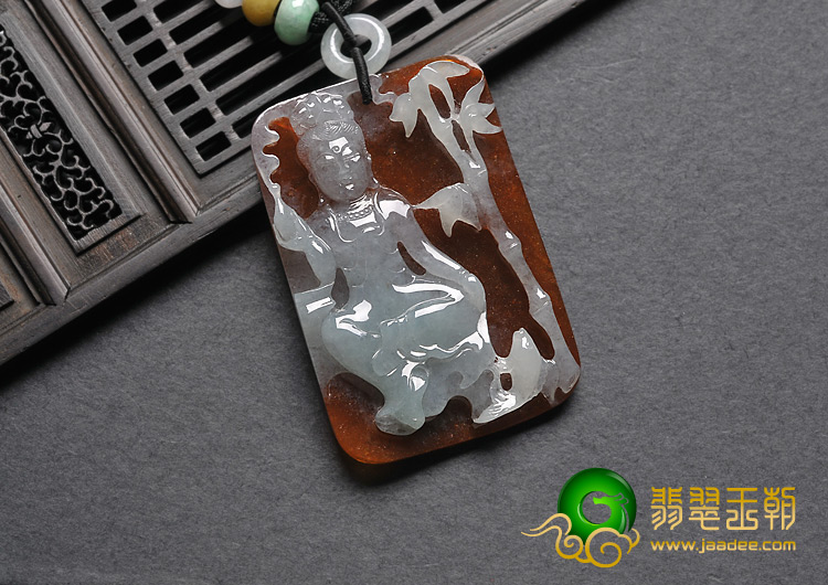 冰种红翡缅甸翡翠A货观音挂件